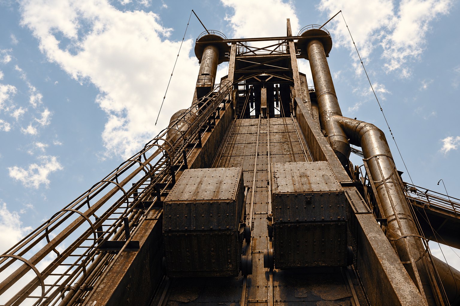 AI editorial illustration of carrie blast furnaces.