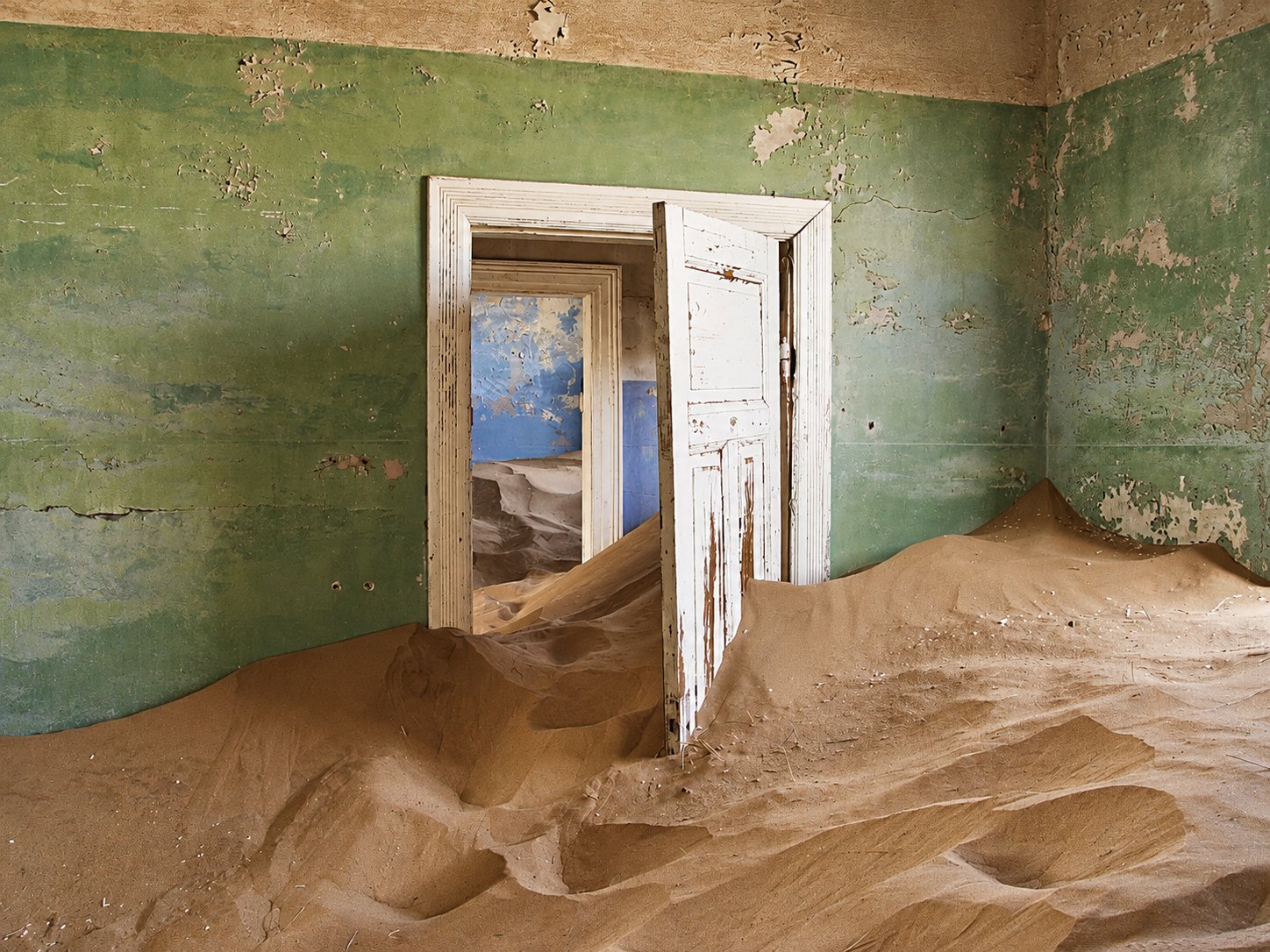AI editorial illustration of kolmanskop.